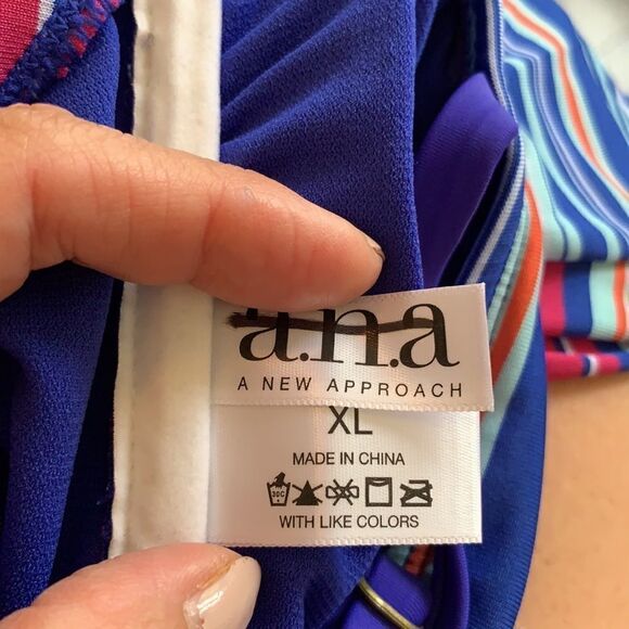NWT a.n.a multi striped tankini swimsuit top - Picture 8 of 9